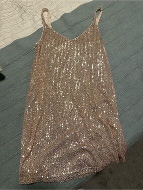 Amazon Rose Gold Sequin Mini Slip Dress